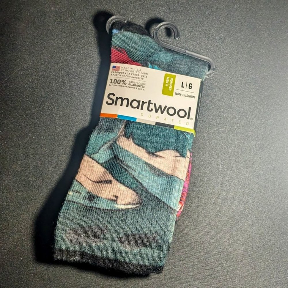 NWT Smartwool Curated Men's Something's Fishy Crew Sock - Size Large
